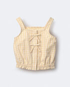 Toddler Girl Gingham Peplum Top with Bows - Yellow, image 2 of 6 slides