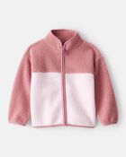 Toddler Girl Colour Block Microfleece Zip-Up Jacket - Pink, image 1 of 4 slides