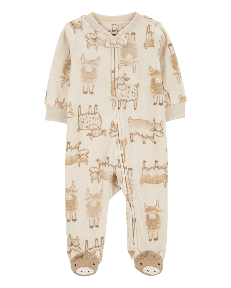 Carter s Baby Boys Baby Highland Cow 2 Way Zip Fleece Sleeper Pyjamas