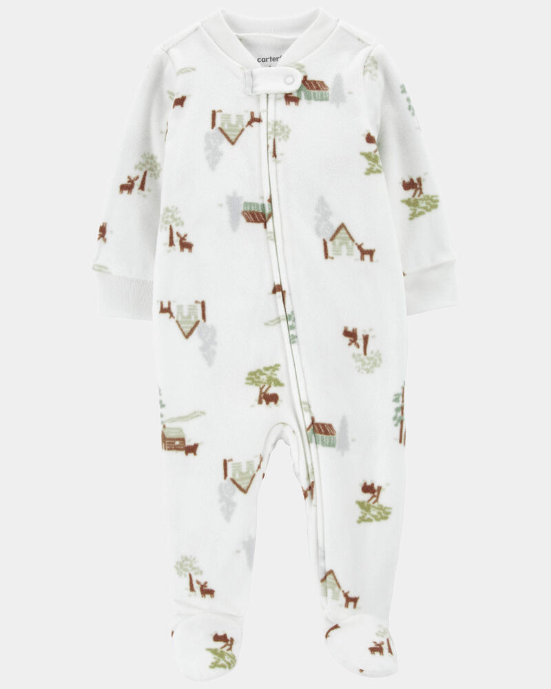 Baby Fleece Zip-Up Footie Sleeper Pyjamas, image 3 of 5 slides