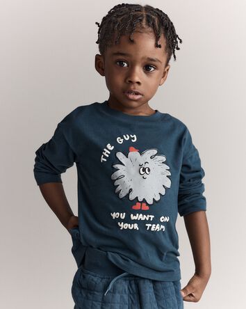 Toddler Boy Squish Character Long-Sleeve Relaxed Graphic Tee - Deep Teal, 