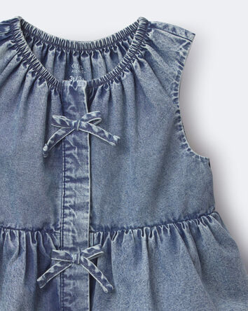 Toddler Girl Peplum Top in Chambray, 