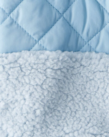 Baby Girl Sherpa Hooded Zip-Up Jacket - Blue, 