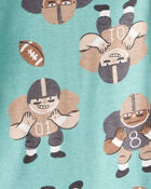 Toddler Football Print 100% Cotton Long-Sleeve 4-Piece Pyjamas - Blue, image 3 of 4 slides