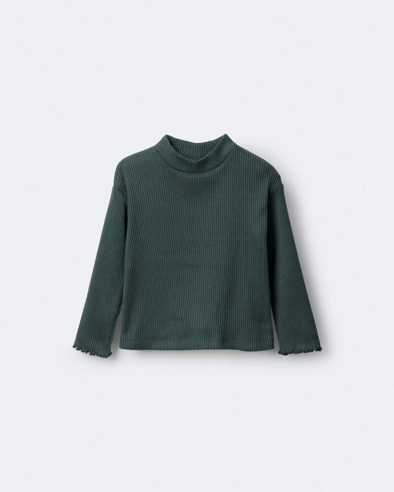 Toddler Girl Mock Neck Long-Sleeve Top - Dark Green, image 2 of 6 slides