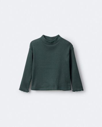 Toddler Girl Mock Neck Long-Sleeve Top - Dark Green, 