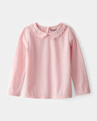 Tout-petit Chemise &agrave; manches longues &agrave; encolure festonn&eacute;e - Rose, image 1 sur 2 diapositives