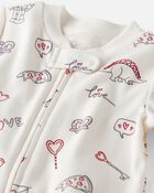 Baby Organic Cotton Sleep & Play Pyjamas in Little Loves Print, image 3 of 5 slides