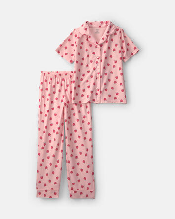 Girls Apple Short-Sleeve 2-Piece Pyjama Set - Pink, 