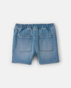Girls Rainbow Stripe Denim Wrap Skort - Medium Wash, image 3 of 5 slides