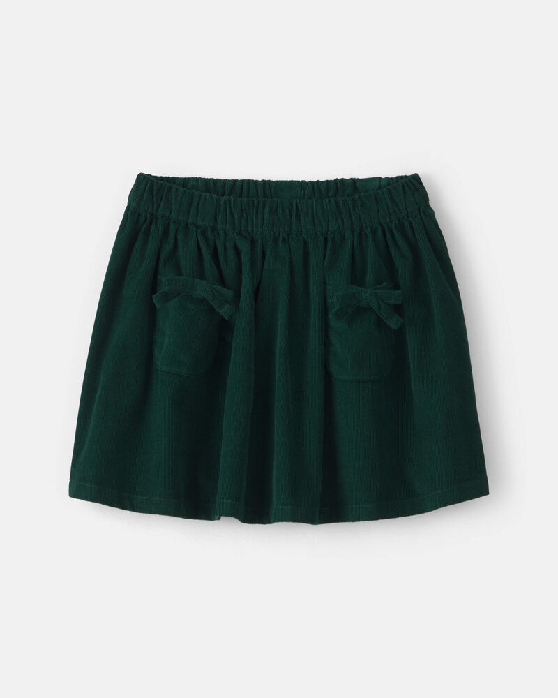 Toute-petit fille - Jupe-short en velours c&ocirc;tel&eacute; avec n&oelig;ud &ndash; Vert, image 1 sur 3 diapositives
