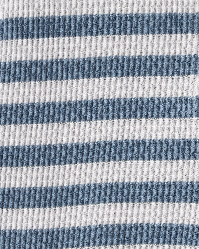 Bébé - Grenouillère rayée bleu en coton biologique , image 3 sur 3 diapositives