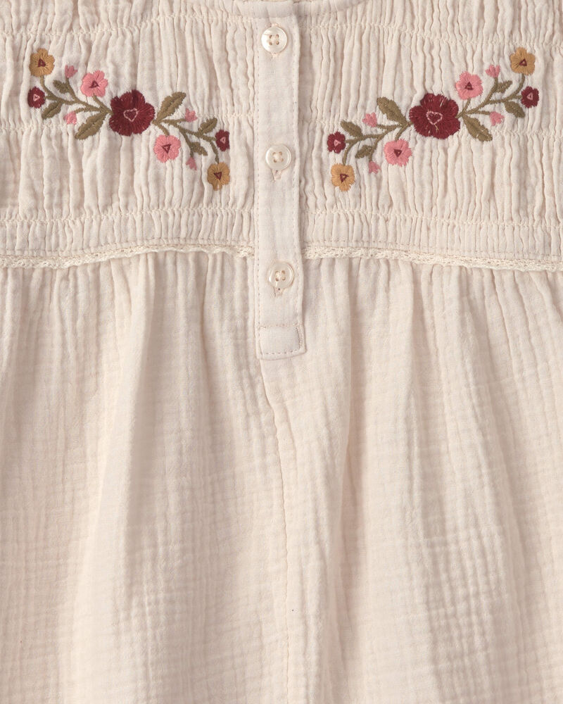 Filles - Haut en gaze de coton biologique avec broderie, image 3 sur 3 diapositives