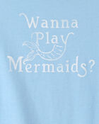 Girls Mermaid Graphic Tee - Blue, image 2 of 3 slides
