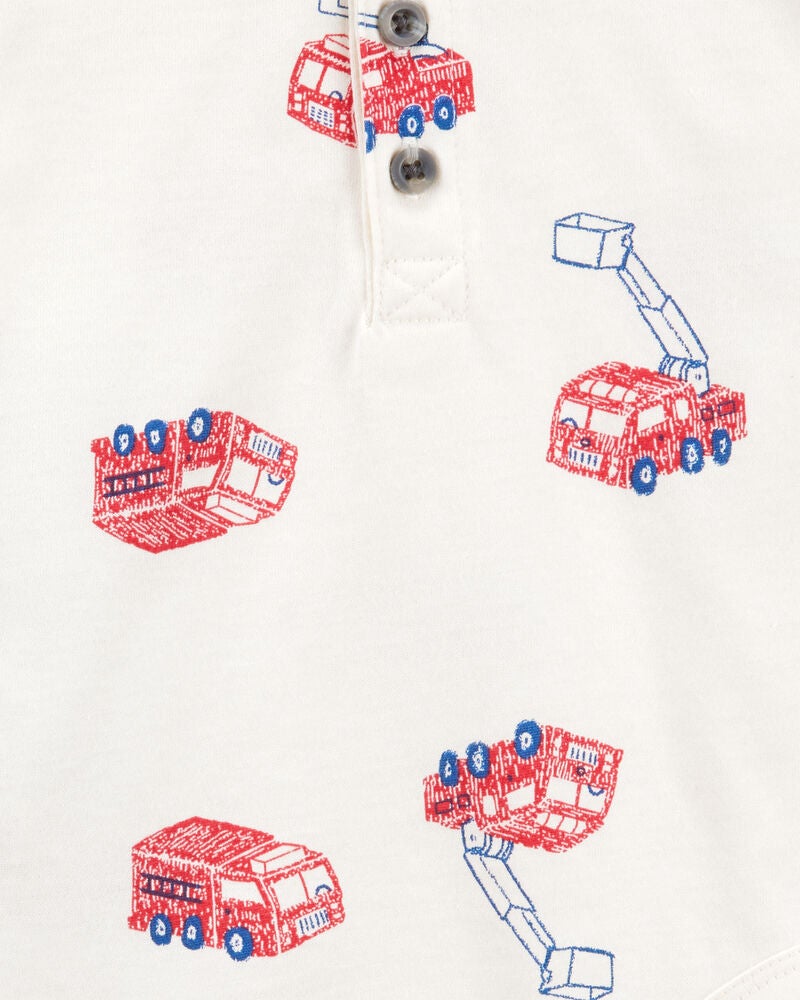 Baby 2-Piece Firetruck Bodysuit Pant Set, image 2 of 3 slides