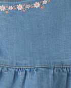 Girls Floral Denim Ruffle Skirt - Medium Wash, image 3 of 4 slides