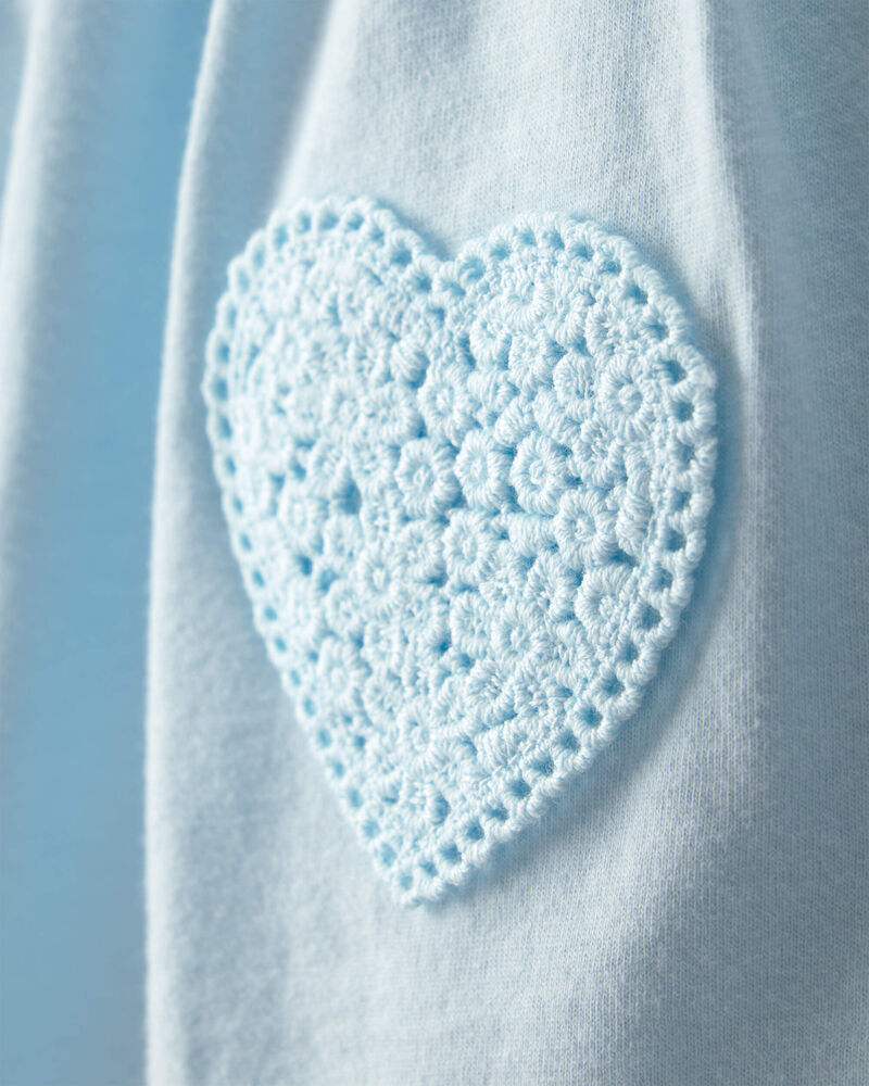 Baby Girl Heart Sleeveless Bodysuit Dress - Blue, image 2 of 4 slides