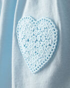 Baby Girl Heart Sleeveless Bodysuit Dress - Blue, image 2 of 4 slides