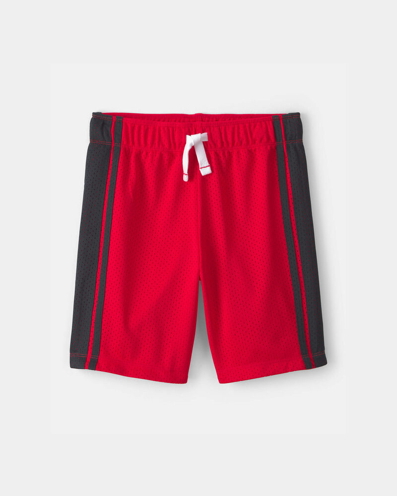 Boys Striped Mesh Active Shorts - Red, image 1 of 5 slides