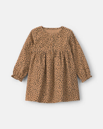 Toute-petit fille - Robe &agrave; manches longues &agrave; velours c&ocirc;tel&eacute; &agrave; motif l&eacute;opard &ndash; Brun, 