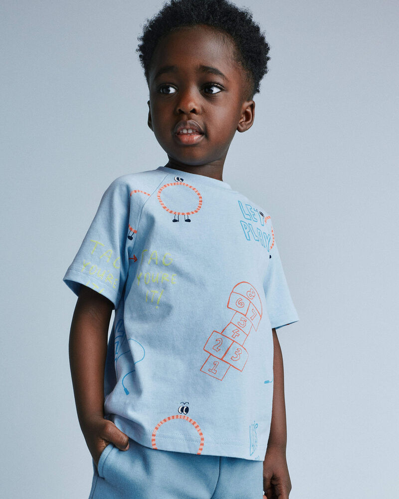 Tout-petit - T-shirt d&eacute;contract&eacute; &agrave; manches raglan &laquo;Let&rsquo;s Play&raquo; - Bleu, image 1 sur 6 diapositives