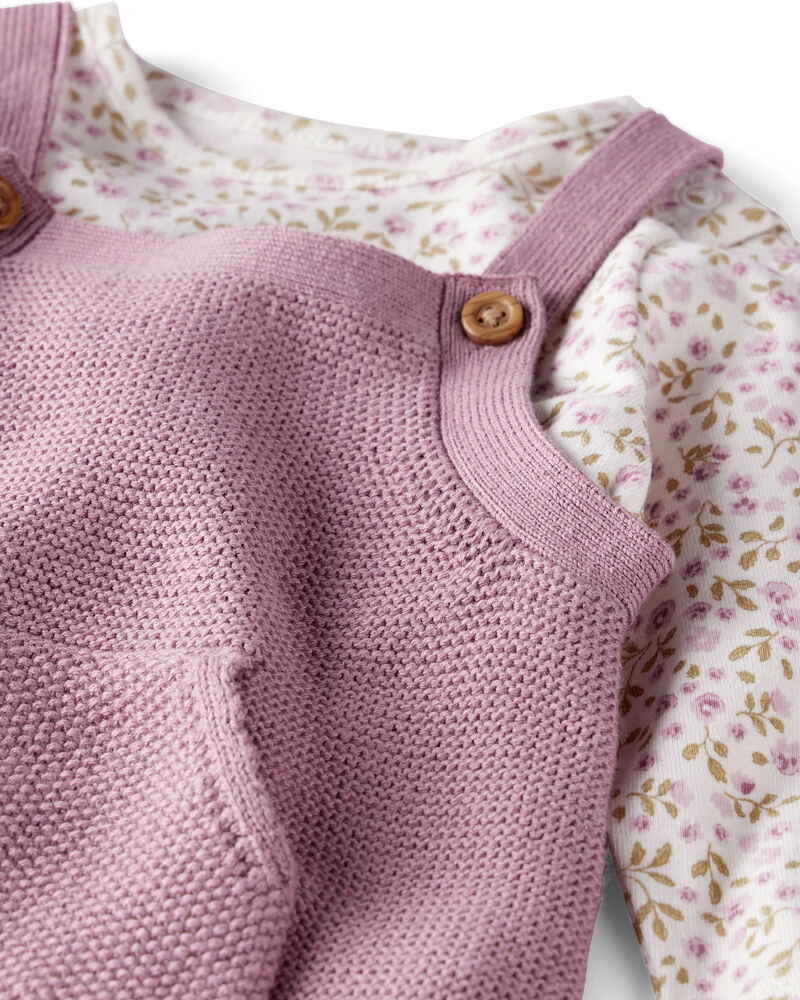 Baby Boy 2-Piece Organic Cotton Overall Set in Floral Print, image 4 of 7 slides