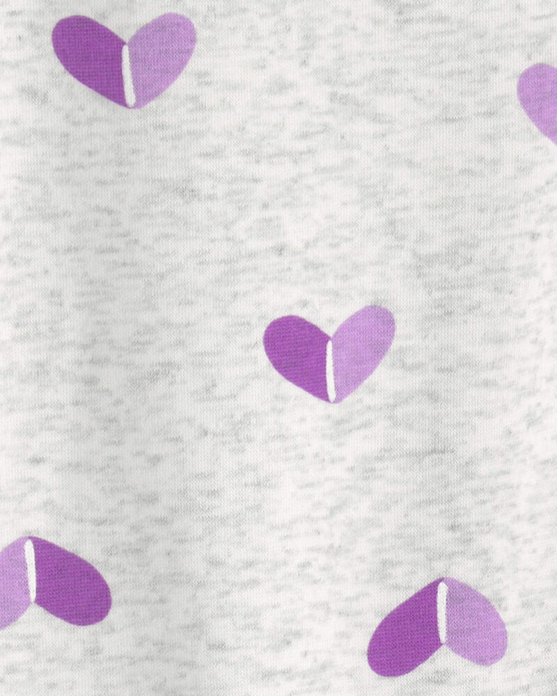 Filles - Legging extensible en molleton &agrave; motif c&oelig;ur &ndash; Gris/Mauve, image 4 sur 4 diapositives