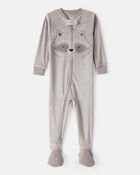 Toddler Boy Raccoon DreamPlush Long-Sleeve Snug Fit 1-Piece Pajamas - Grey, image 1 of 4 slides