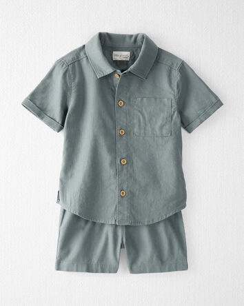 2-Piece Button-Front Shirt and Shorts Set Made with LENZING™ ECOVERO™ and Linen, 