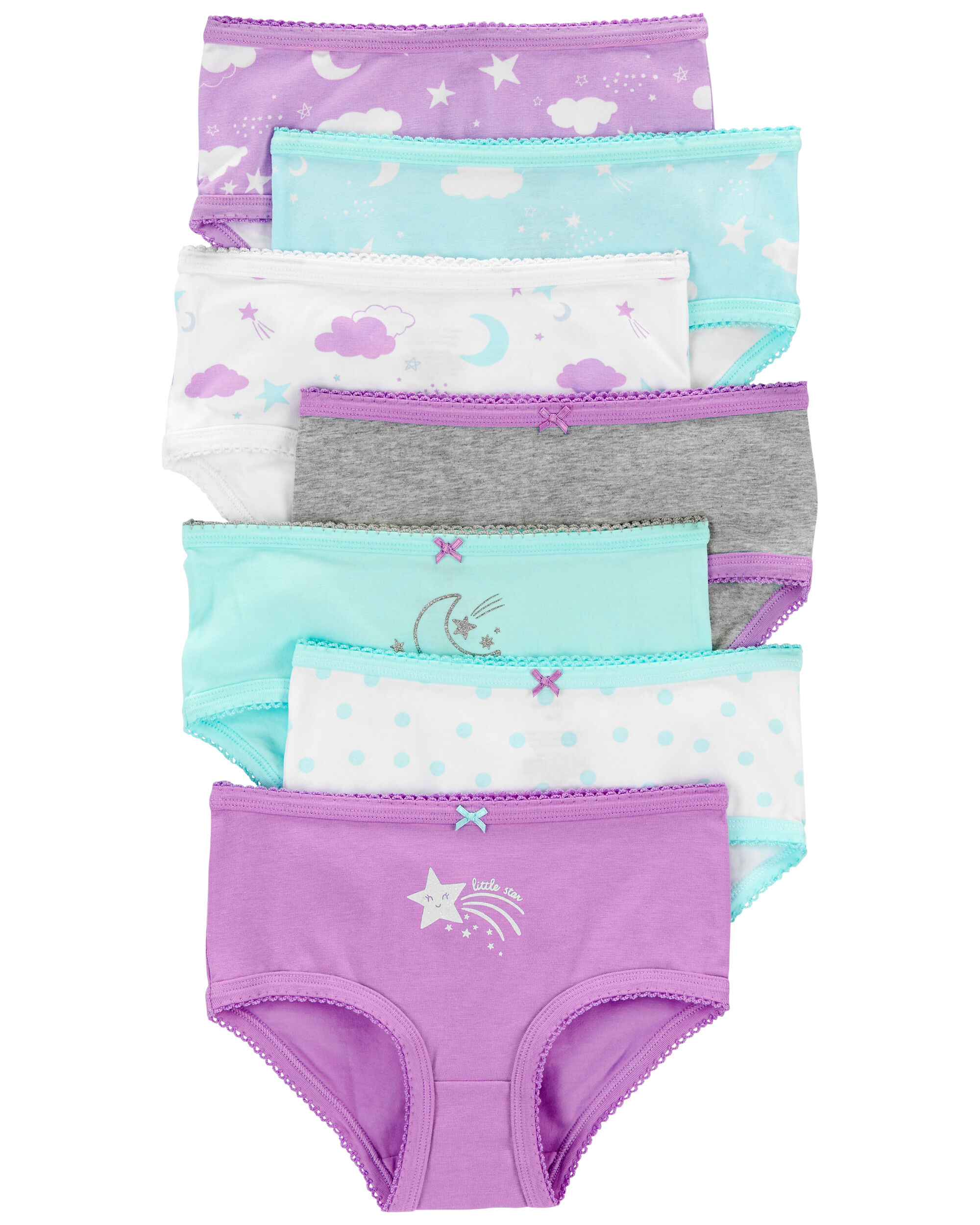 Carters Girls 7-Pack Print Days Underwear 