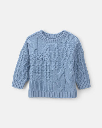 Baby Boy Cable Knit Sweater - Blue, 