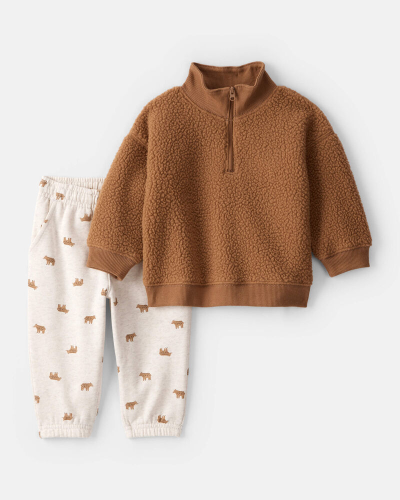 Baby Boy 2-Piece Teddy Pullover and Joggers Set, image 1 of 5 slides