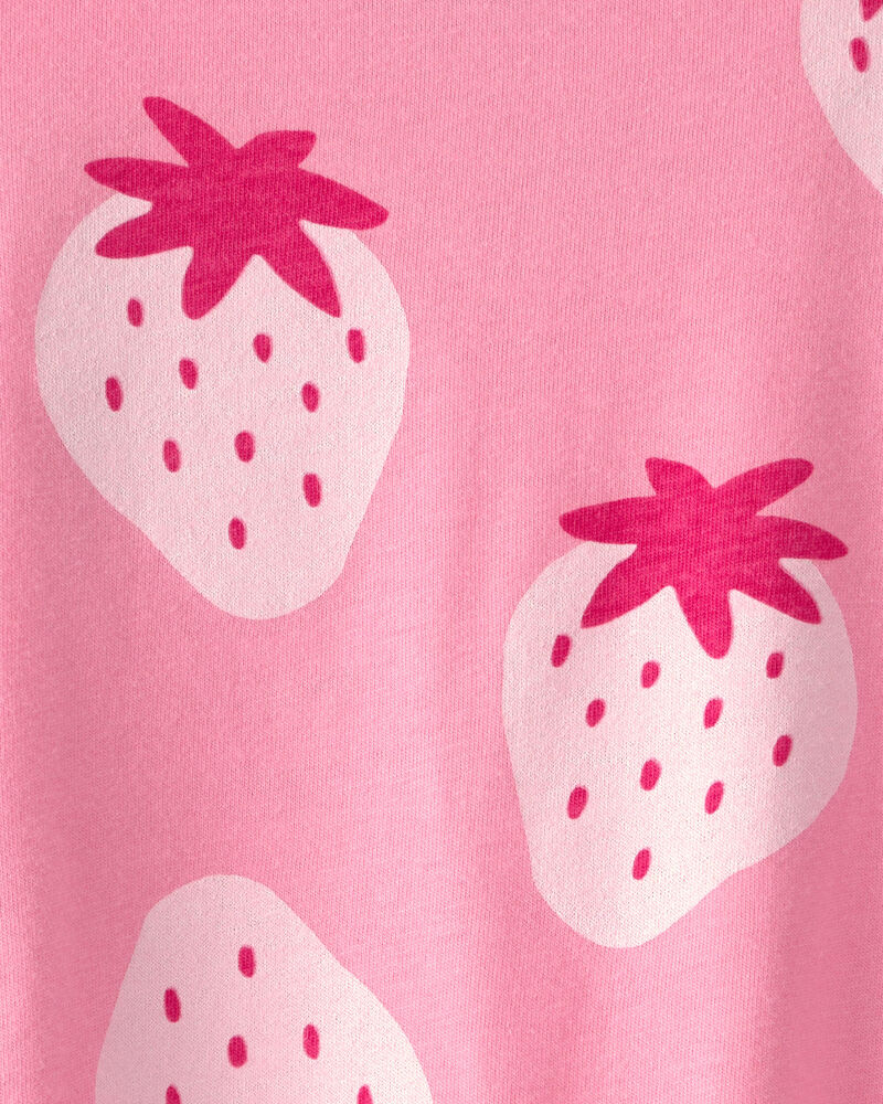 Baby Girl Strawberry Sleeveless Romper - Pink, image 2 of 3 slides