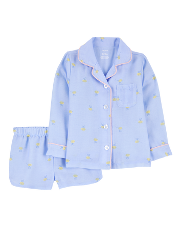 Toddler Bee Print Loose Fit 2-Piece Pyjamas - Blue, 