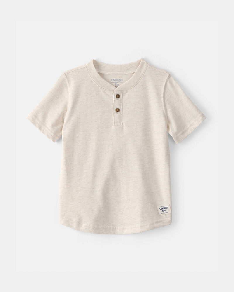 Tout-petit gar&ccedil;on - T-shirt &agrave; col henley &agrave; manches courtes - Cr&egrave;me, image 1 sur 2 diapositives