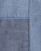 Boys Patchwork Chambray Button-Down Shirt - Blue, image 3 of 4 slides