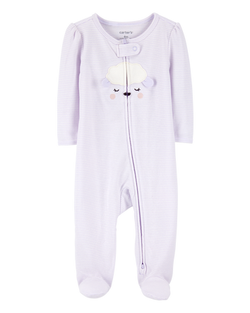 Baby Girl Lamb 2-Way Zipper Cotton Sleeper, 
