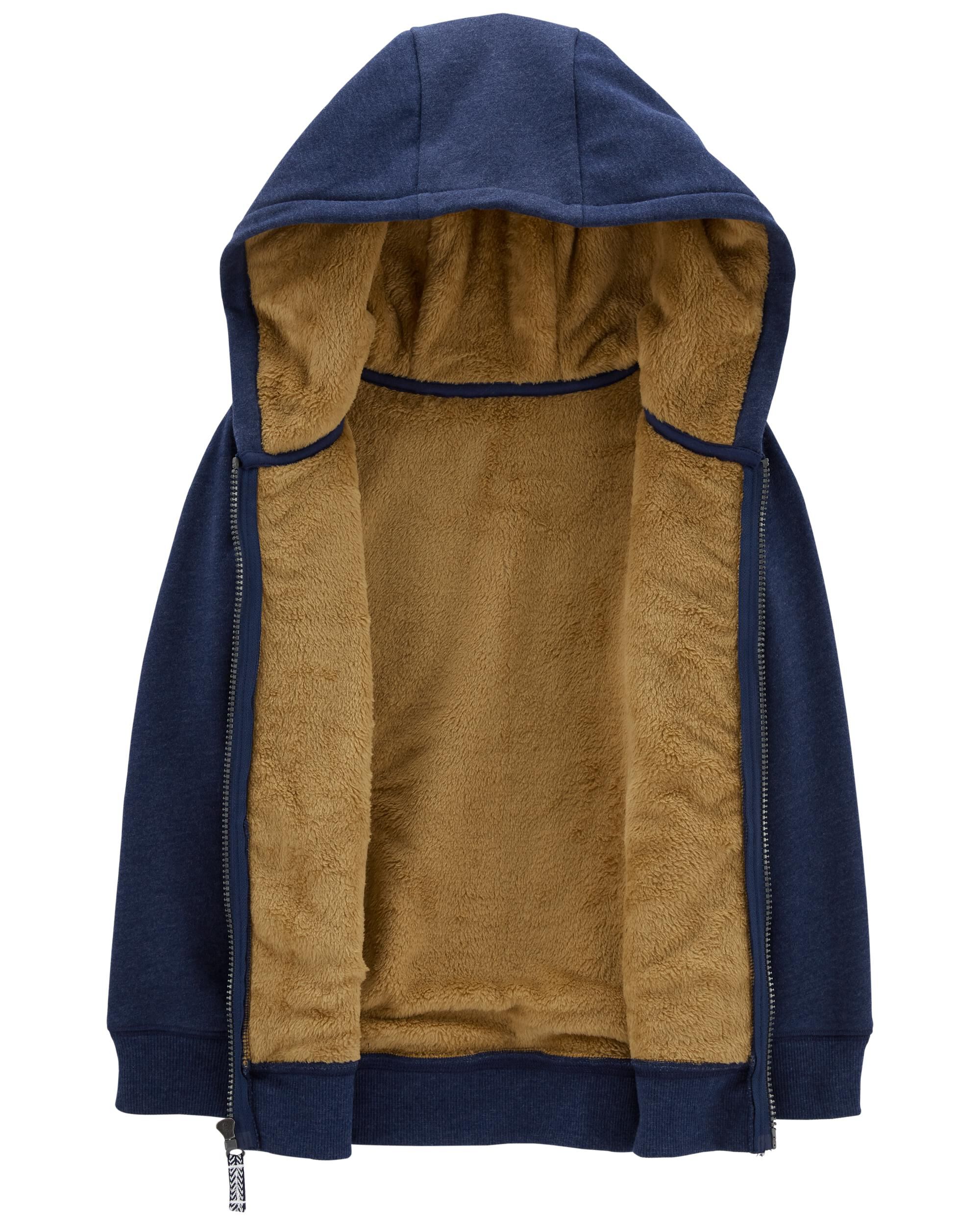 Navy Fuzzy Lined Hoodie carters