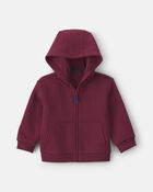 Baby Boy Fleece Zip-Up Hoodie - Burgundy, image 1 of 3 slides