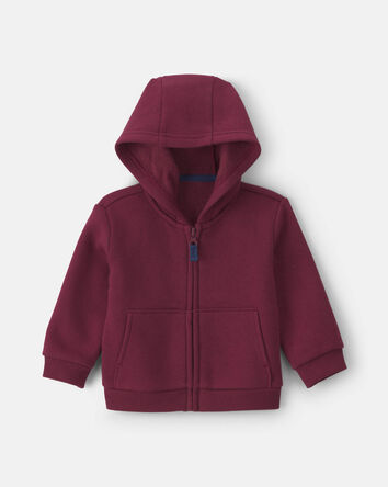 Baby Boy Fleece Zip-Up Hoodie - Burgundy, 