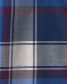 Tout-petit gar&ccedil;on - Chemise boutonn&eacute;e manches longues &agrave; capuchon &agrave; carreaux - Bleu/Bourgogne, image 2 sur 3 diapositives