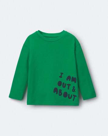 Toddler 'Out & About' Long-Sleeve Relaxed Graphic Tee - Green, 