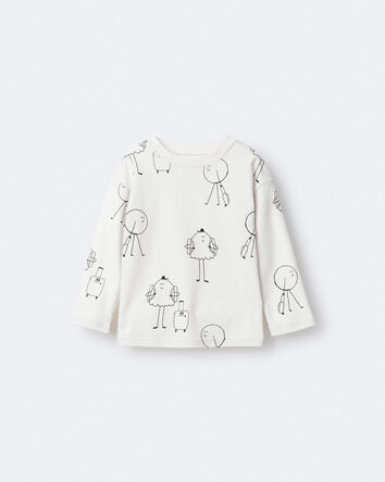 Toddler Travel Squish Character Long-Sleeve Graphic Tee - Cream, 
