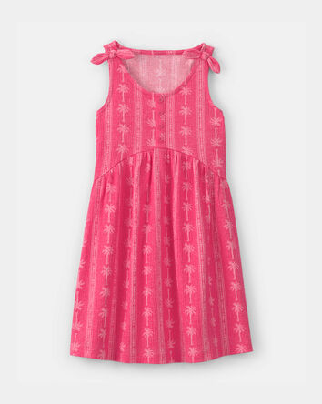 Girls Palm Tree Tank Dress - Pink, 