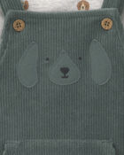 B&eacute;b&eacute; gar&ccedil;on - Ensemble 2 pi&egrave;ces salopette et manches longues &agrave; motif chien &ndash; Vert/Gris, image 4 sur 5 diapositives
