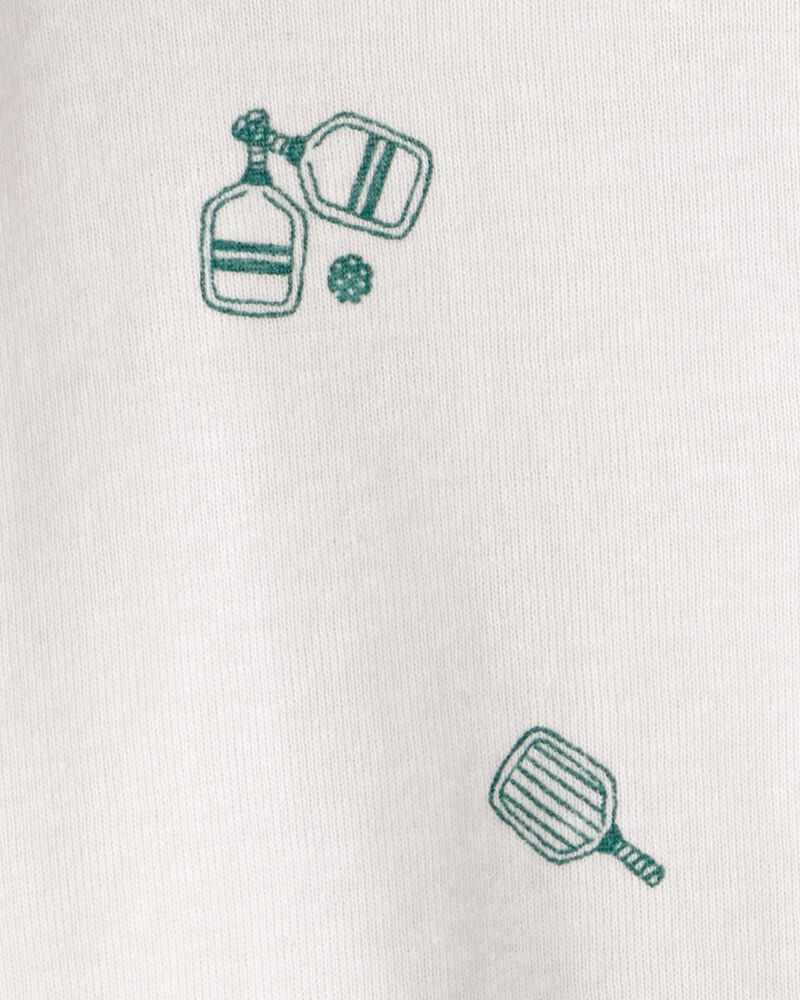 Baby Pickleball Short-Sleeve Romper - White, image 2 of 3 slides
