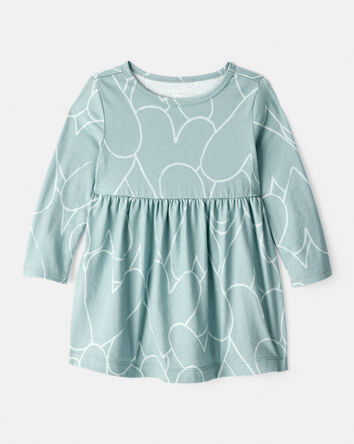 Bébé fille - Robe à manches longues en coton à motifs de cœur. - Vert, 