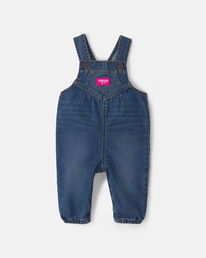 Baby Girl Denim Overalls - Medium Wash, image 1 of 5 slides