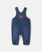 Baby Girl Denim Overalls - Medium Wash, image 1 of 5 slides