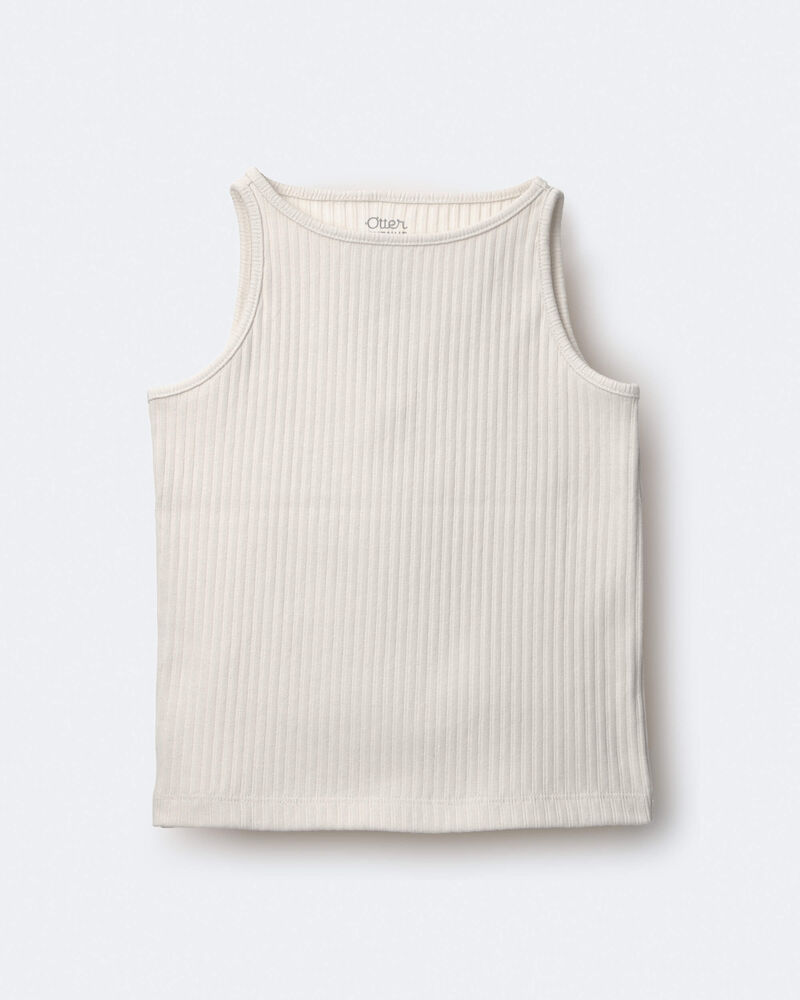 Toddler Girl Ribbed Playtime Tank - Cream, image 2 of 6 slides